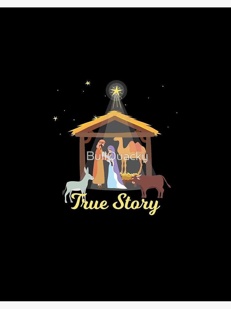 Download True Story Christmas Advent Nativity Scene North Star Baby Jesus Christ Christian Holiday Manager Cartoon Illustration Art Board Print By Bullquacky Redbubble PSD Mockup Templates