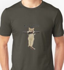 Camiseta unisex colgar allí bebé lindo gatito gatito en la rama