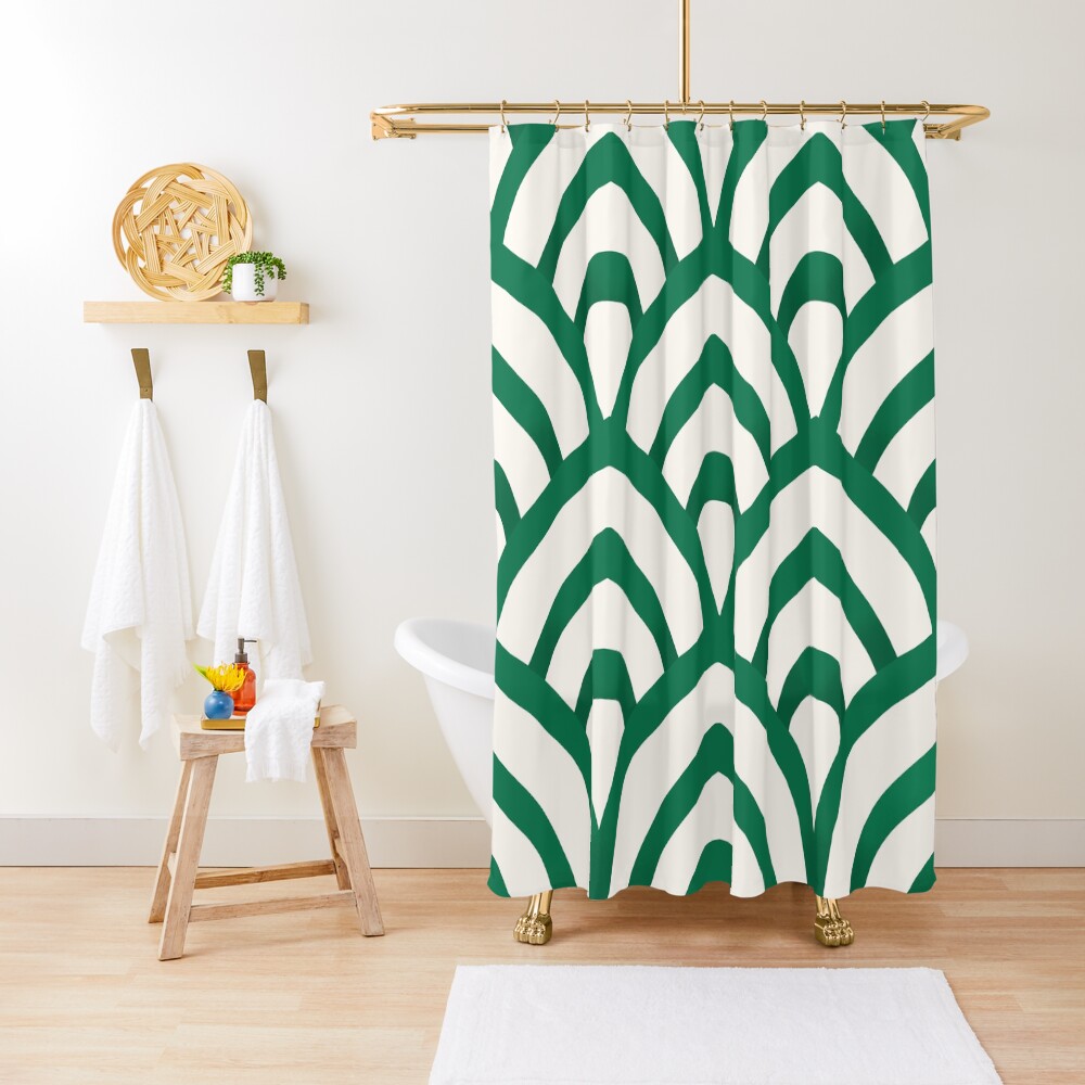 "Emerald Green and white Pattern" Shower Curtain for Sale by trajeado14