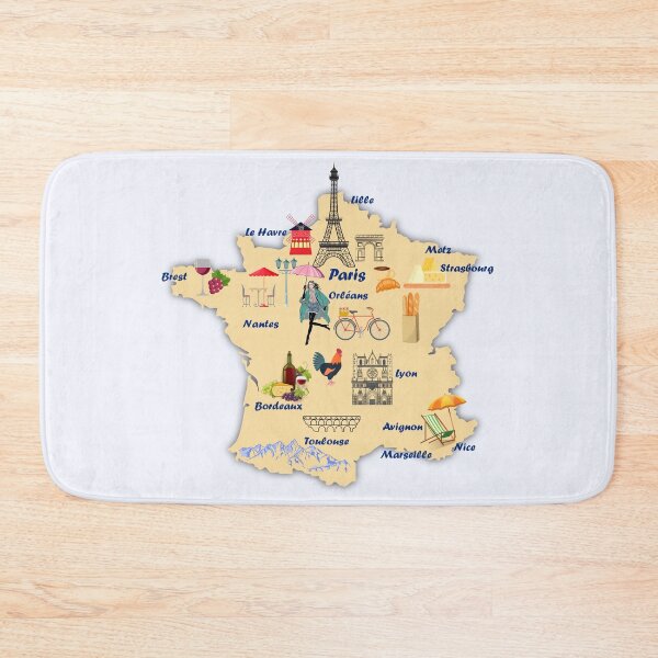 Item preview, France Map tourists’ destinations with names of the major cities and Eiffel tower designed and sold by mashmosh.