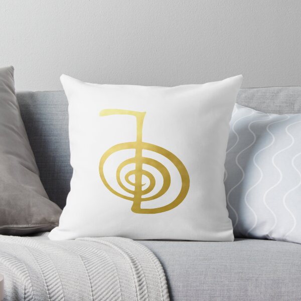 Reiki healing CHO KU REI The Power Symbol gold spiritual element Throw Pillow