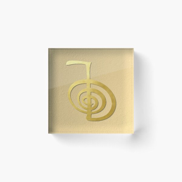 Reiki healing CHO KU REI The Power Symbol gold spiritual element Acrylic Block
