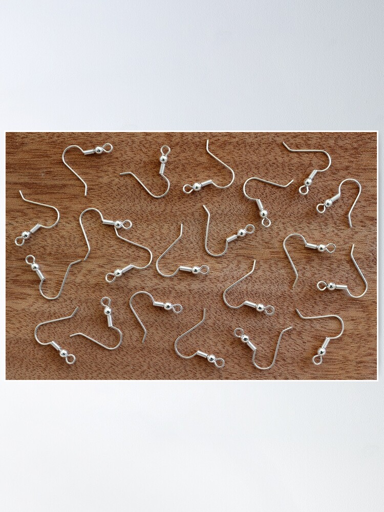 Silver Earring Hooks Poster for Sale by pinkal