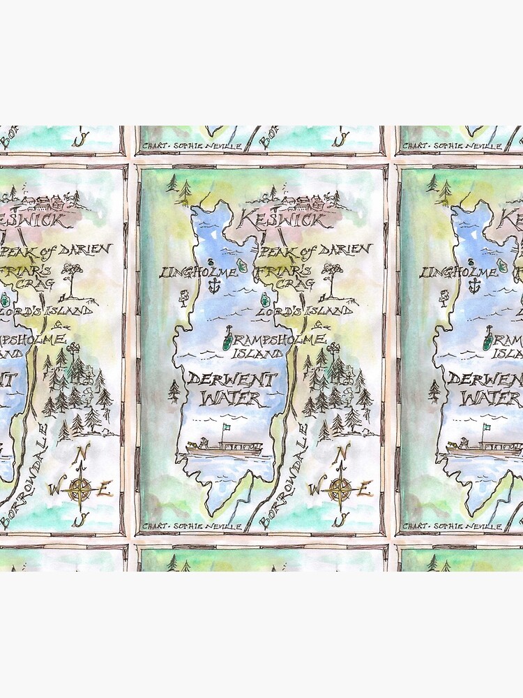 Swallows and Amazons map of Derwentwater by Sophie Neville - by SophieNeville