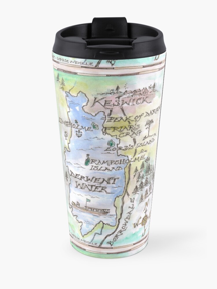 Alternate view of Swallows and Amazons map of Derwentwater by Sophie Neville - Travel Mug