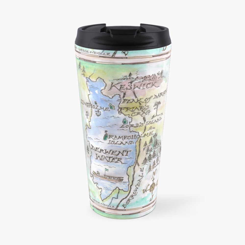 Swallows and Amazons map of Derwentwater by Sophie Neville - Travel Mug