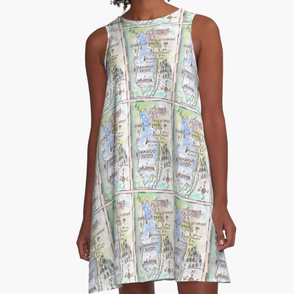 Swallows and Amazons map of Derwentwater by Sophie Neville - A-Line Dress