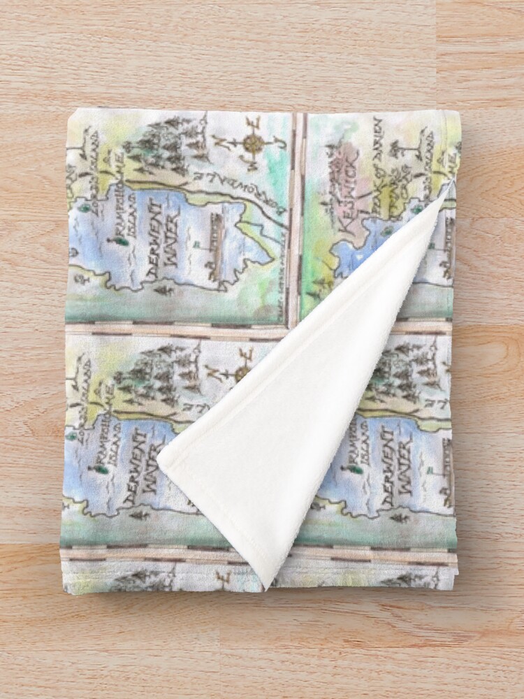 Alternate view of Swallows and Amazons map of Derwentwater by Sophie Neville - Throw Blanket