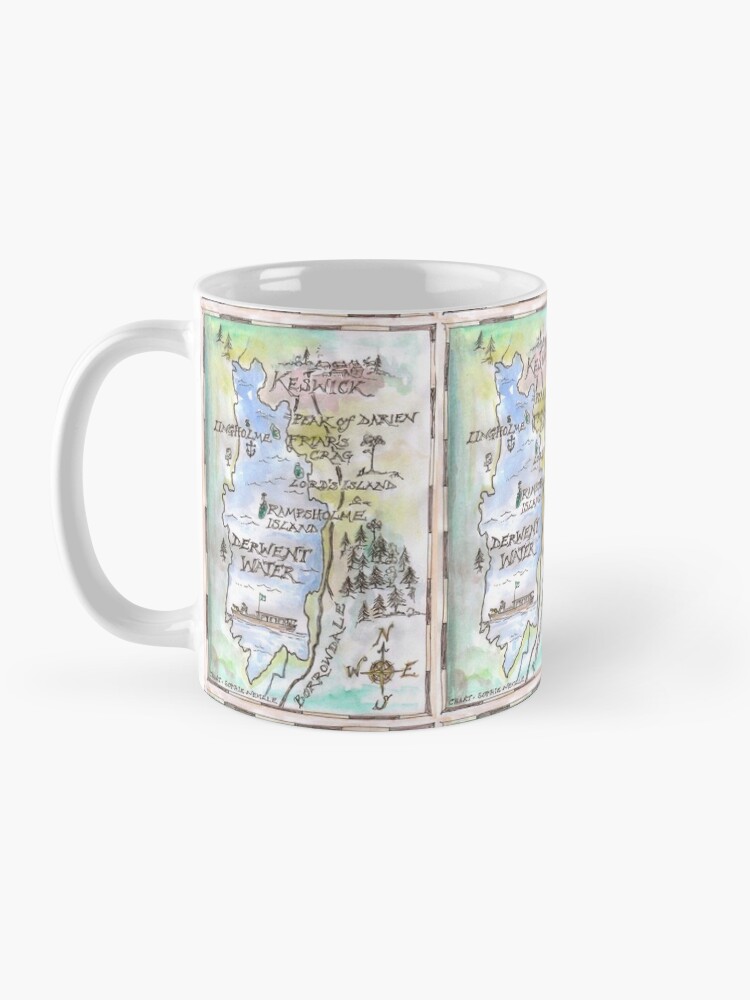 Alternate view of Swallows and Amazons map of Derwentwater by Sophie Neville - Mug