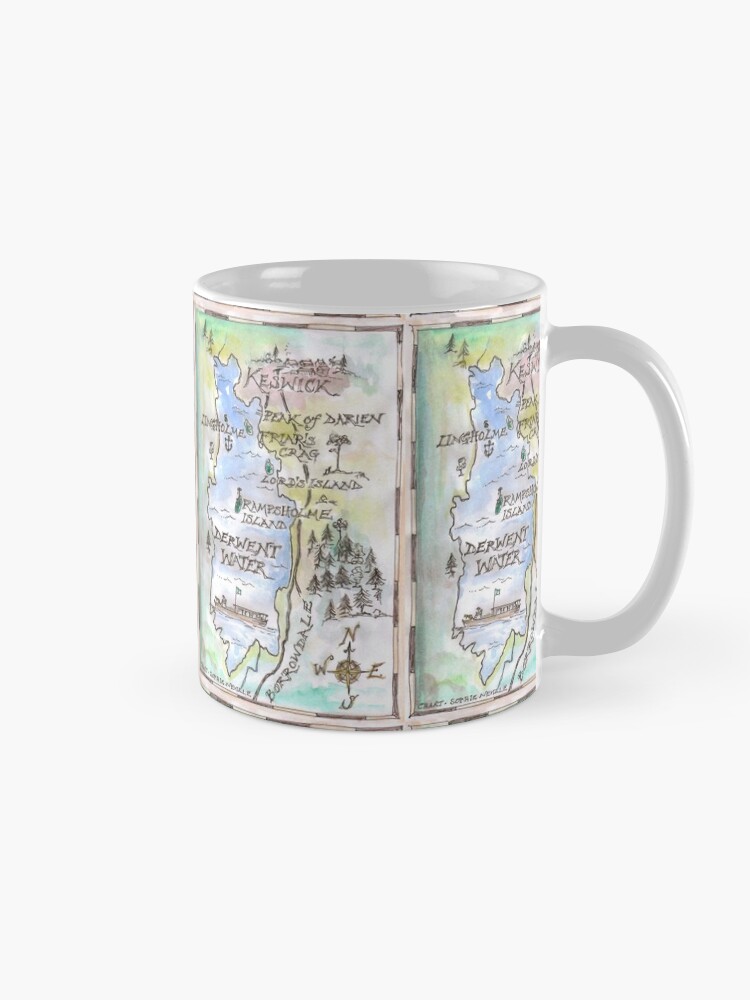 Alternate view of Swallows and Amazons map of Derwentwater by Sophie Neville - Mug