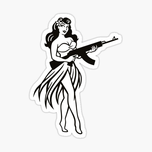 AK-47 Hula Girl Sticker