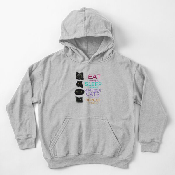 Eat Sleep Warrior Cats Repeat Kids Pullover Hoodie