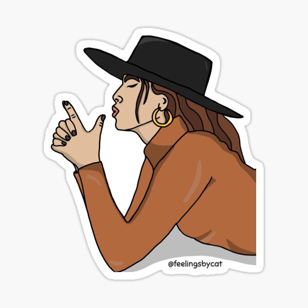 Girl with Hat and Finger Guns Sticker