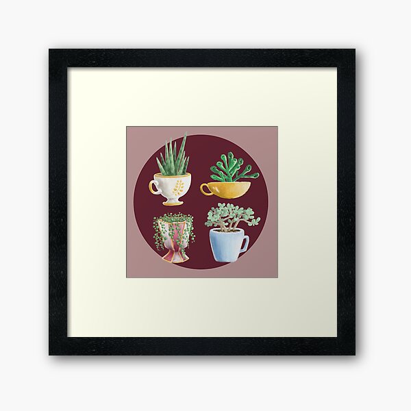 teacup succulents Framed Art Print
