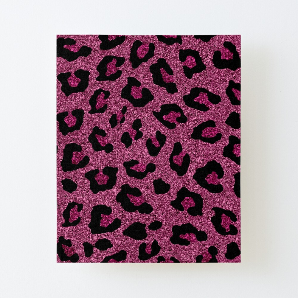 Pink Black Leopard Print Faux Glitter | Art Board Print