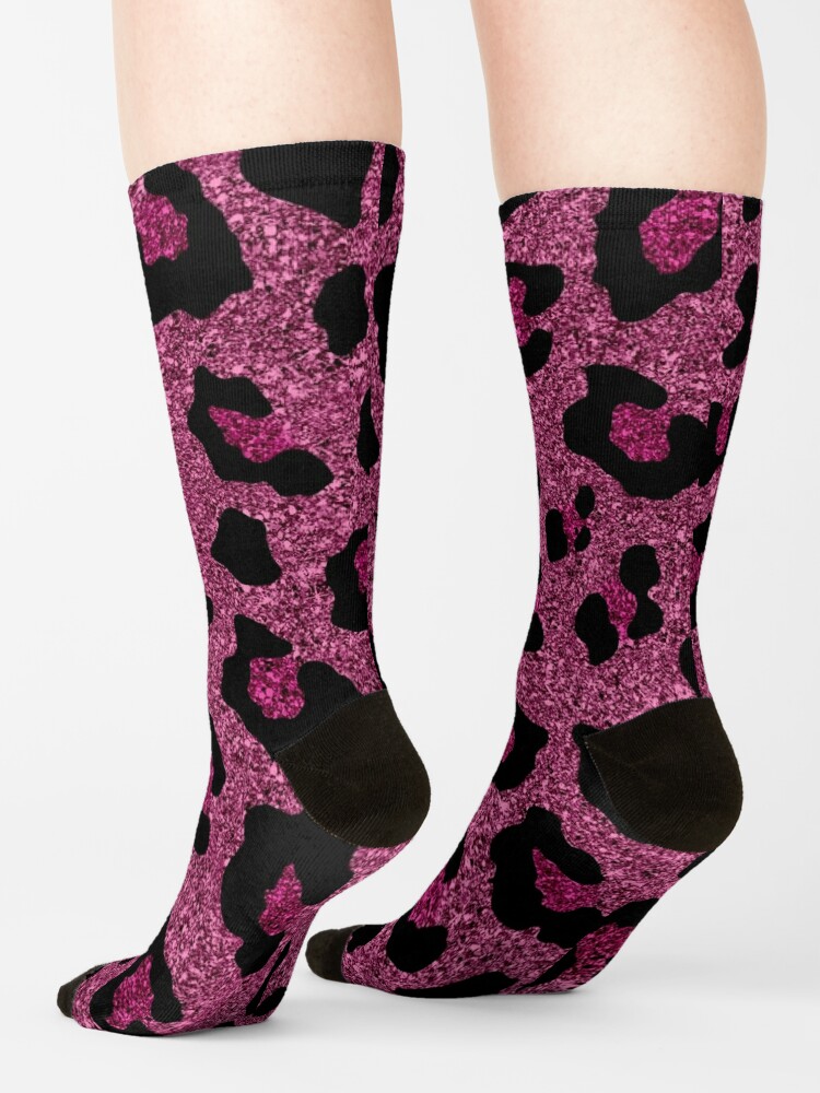 Pink Glitter Leopard Print Socks for Sale by Gsallicat