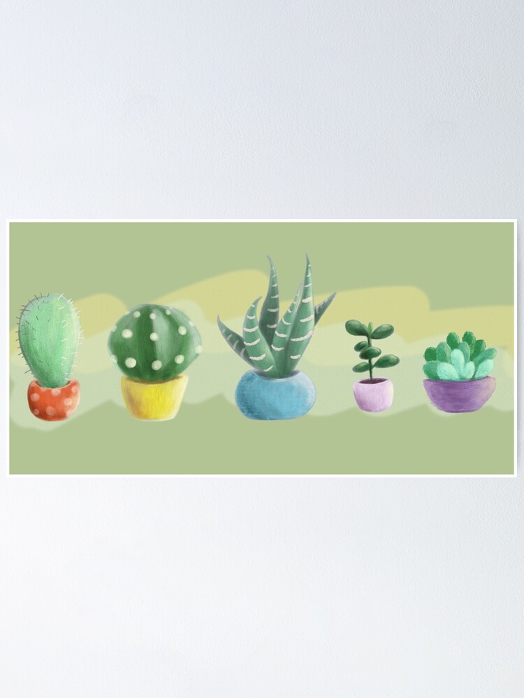 Alternate view of cute cacti Poster