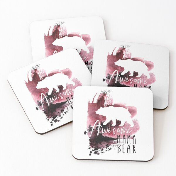 Item preview, Awesome mama bear art pink watercolor designed and sold by edgeofthesand.