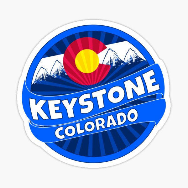 Keystone Colorado flag mountain burst Sticker