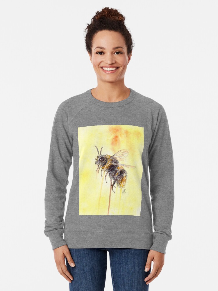 Bee Water Colour And Ink Painting Lightweight Sweatshirt By