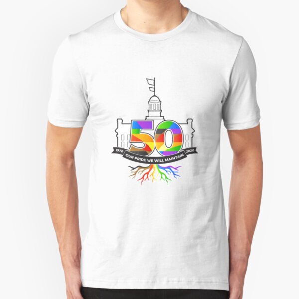 Iowa City 50th Pride logo merchandise Slim Fit T-Shirt