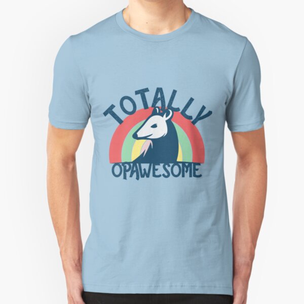 Totally Opawesome Opossum Funny Retro Design Slim Fit T-Shirt
