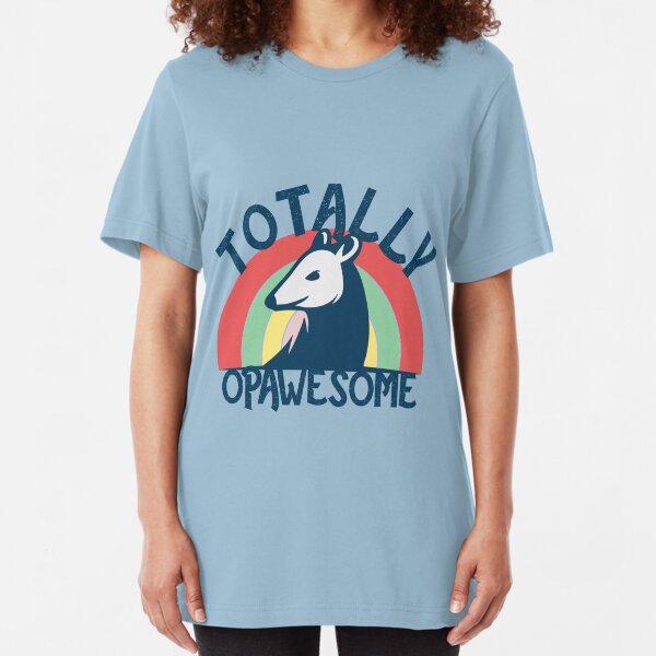 Totally Opawesome Opossum Funny Retro Design Slim Fit T-Shirt