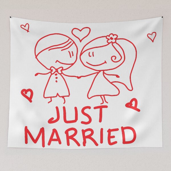 Item preview, Just Married, Simple Yet Elegant, Minimalist, Cute, Adorable designed and sold by Vintage-Artwork.