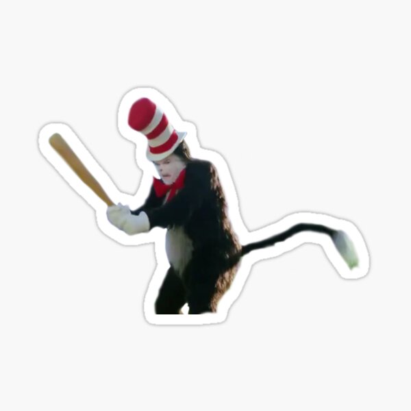Cat in the Hat with Bat Sticker