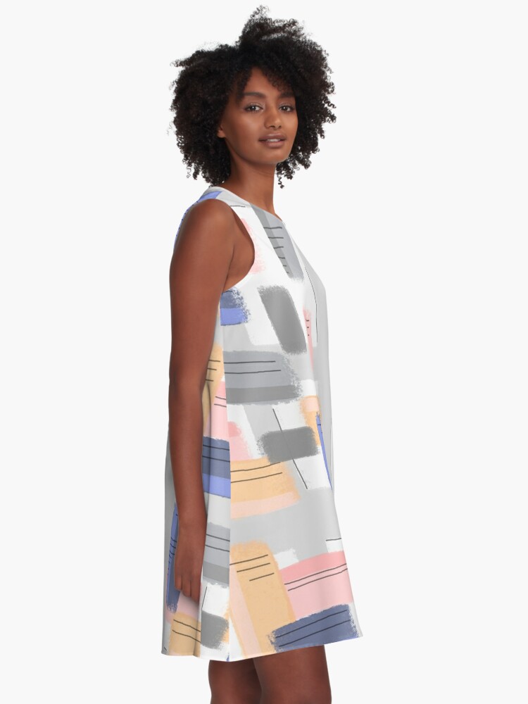 Alternate view of Mod Chalk Nod Abstract A-Line Dress
