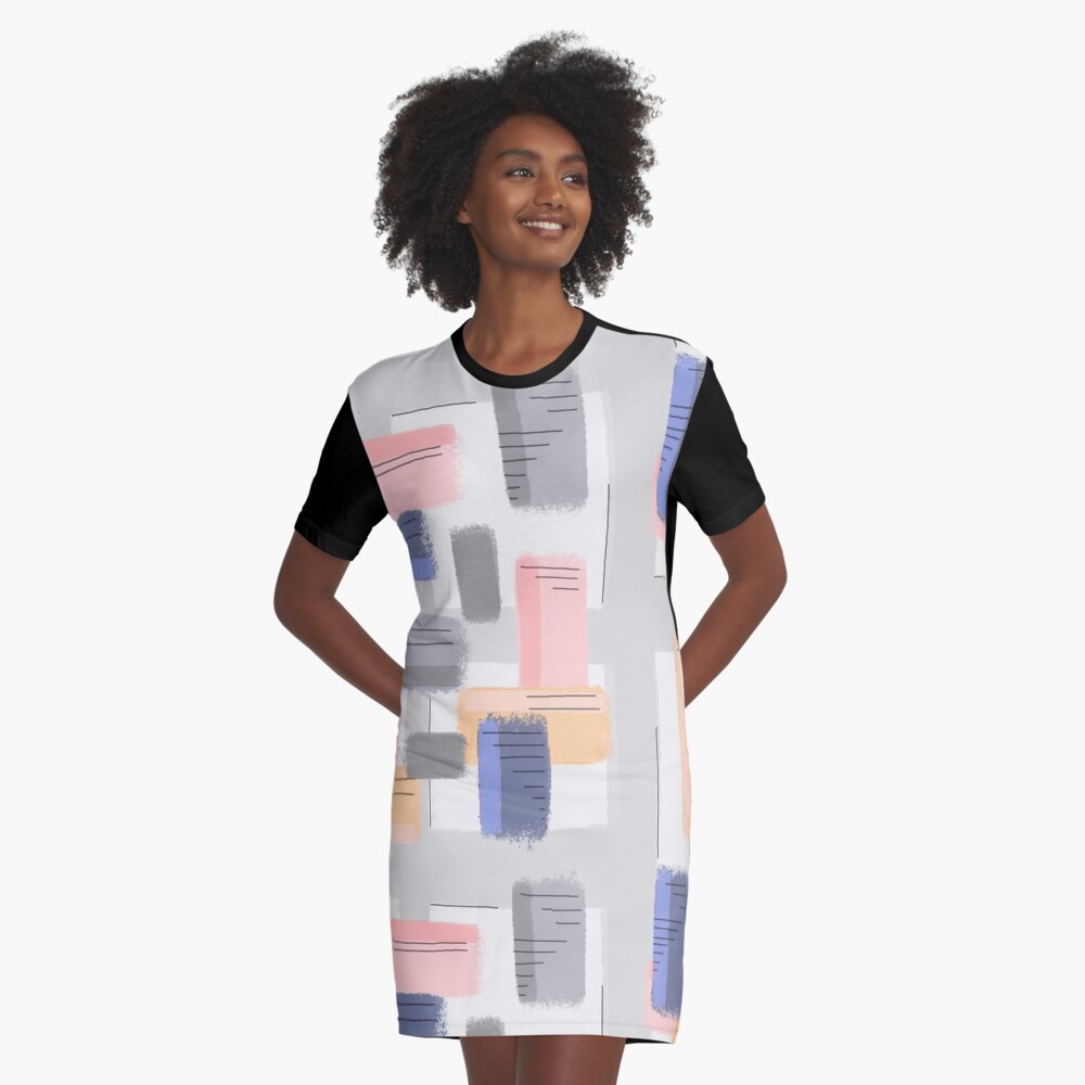 Mod Chalk Nod Abstract Graphic T-Shirt Dress