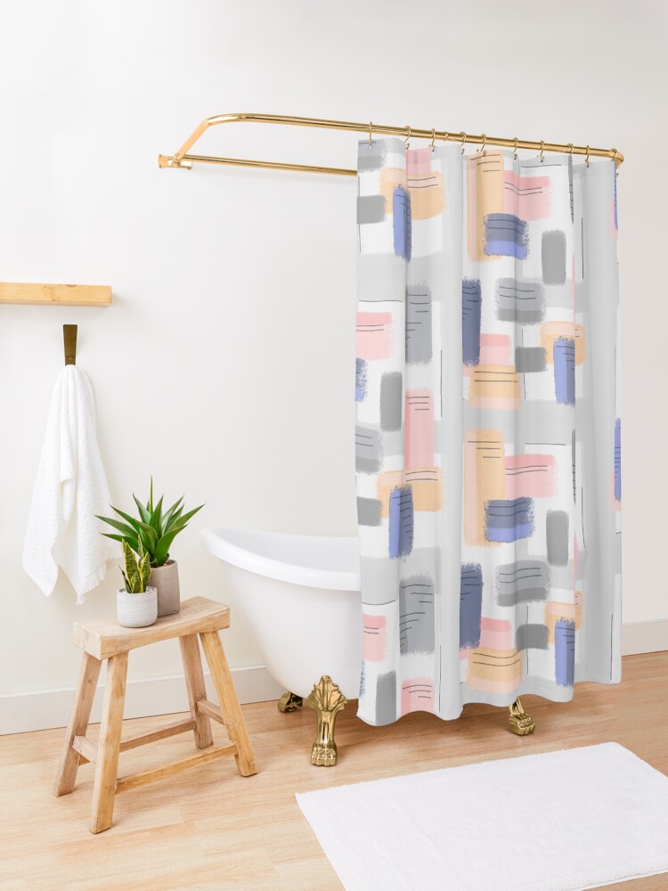 Alternate view of Mod Chalk Nod Abstract Shower Curtain