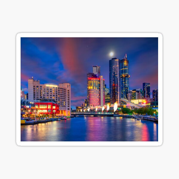 Melbourne Southbank twilight Sticker