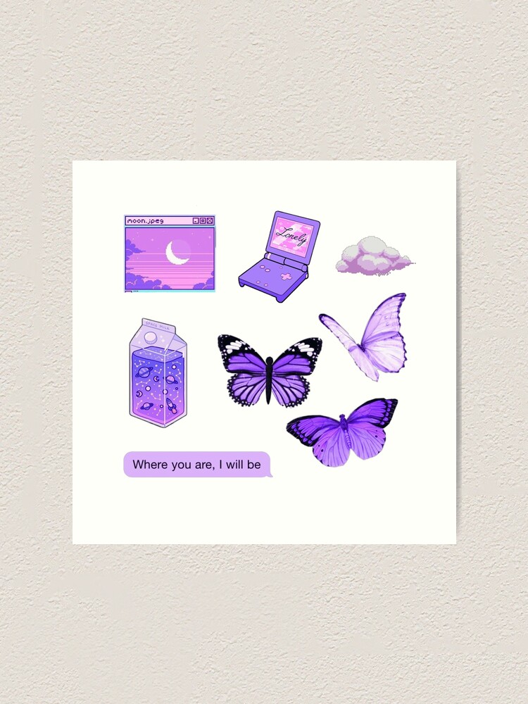 purple aesthetic sticker set cute \