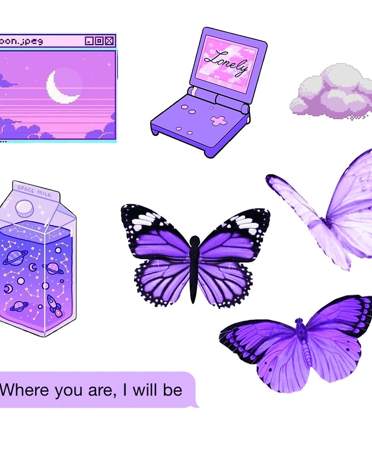 purple aesthetic sticker set cute  iPad Case & Skin for Sale by  aesthetics4you