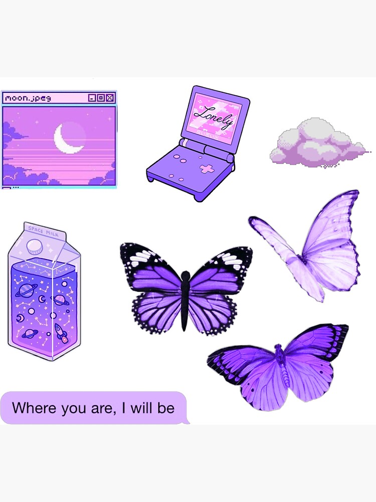 purple aesthetic sticker set cute  Magnet for Sale by aesthetics4you