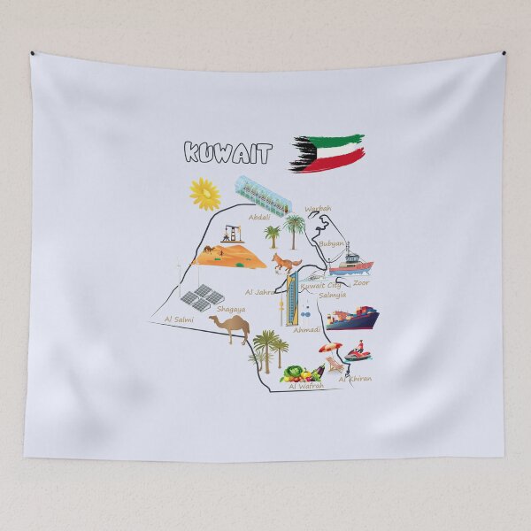 Item preview, Kuwait tourist map destinations Landmarks tourist attractions with names of the major cities designed and sold by mashmosh.
