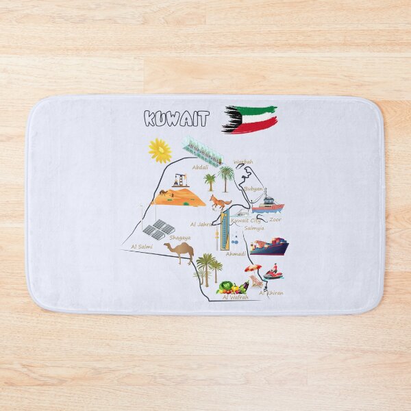 Item preview, Kuwait tourist map destinations Landmarks tourist attractions with names of the major cities designed and sold by mashmosh.