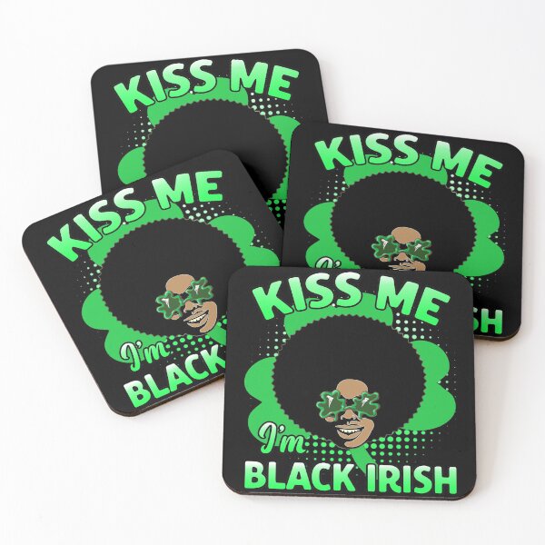 Item preview, Kiss Me I'm Black Irish St. Patrick's Day Melanin Afro Funny designed and sold by funnytshirtemp.