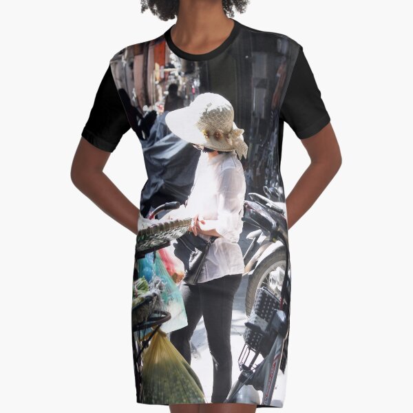 Vietnamese woman street vendor in the morning light Graphic T-Shirt Dress