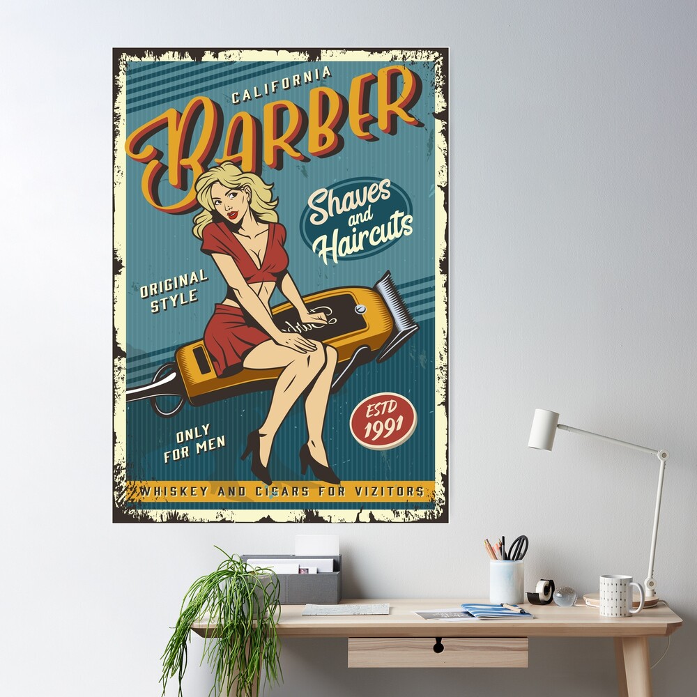 Vintage poster - Barber shop Poster for Sale by Simon Dast