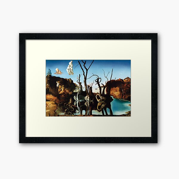 Salvador Dali | Schwäne, die Elefanten reflektieren Gerahmter Kunstdruck