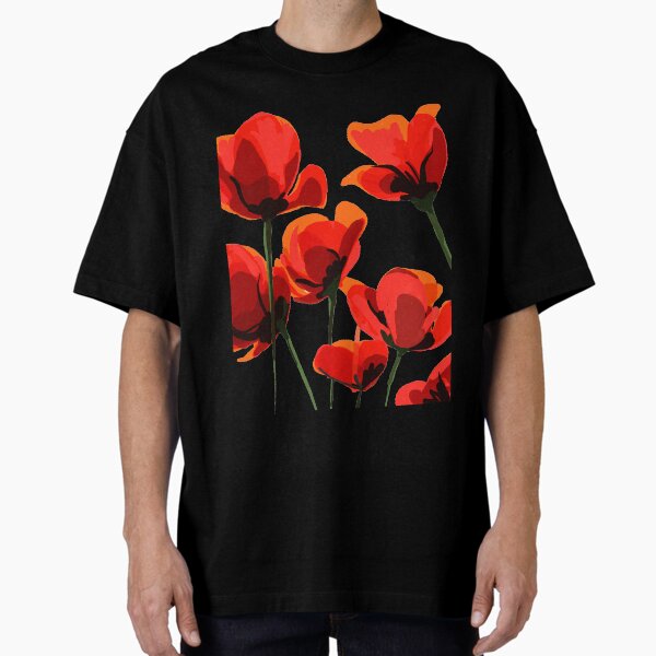 Ilustración amapolas | Flores Camiseta oversize