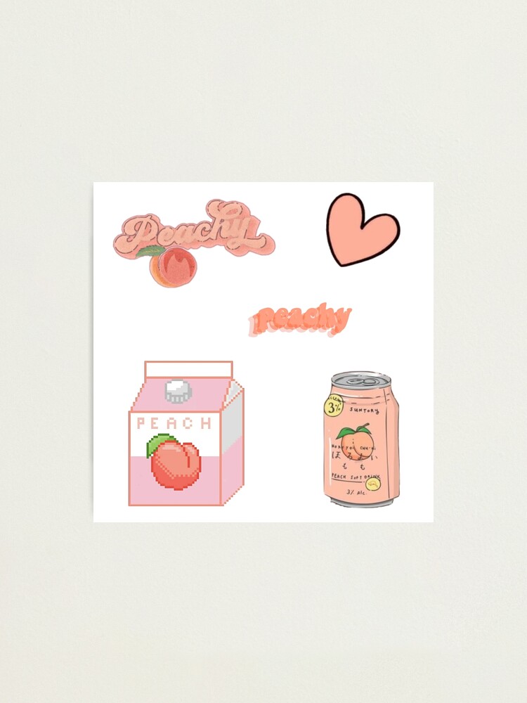 cute aesthetic peach sticker set photographic print by aesthetics4you redbubble