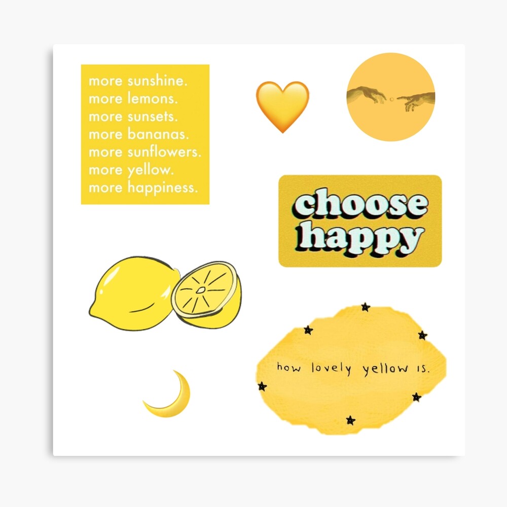 yellow aesthetic sticker set throw pillow by aesthetics4you redbubble