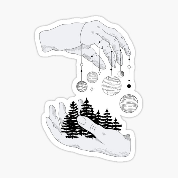 planets hanging from hands black sticker by susanadrg redbubble