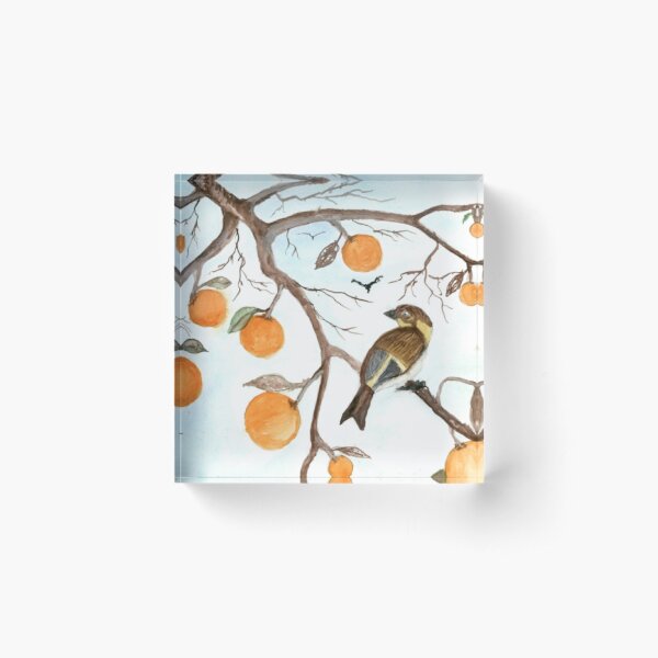 Bird in Orange Tree   Acrylic Block