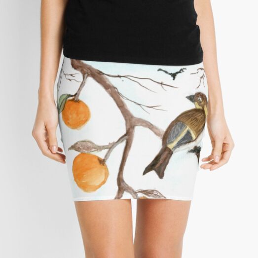 Bird in Orange Tree Mini Skirt