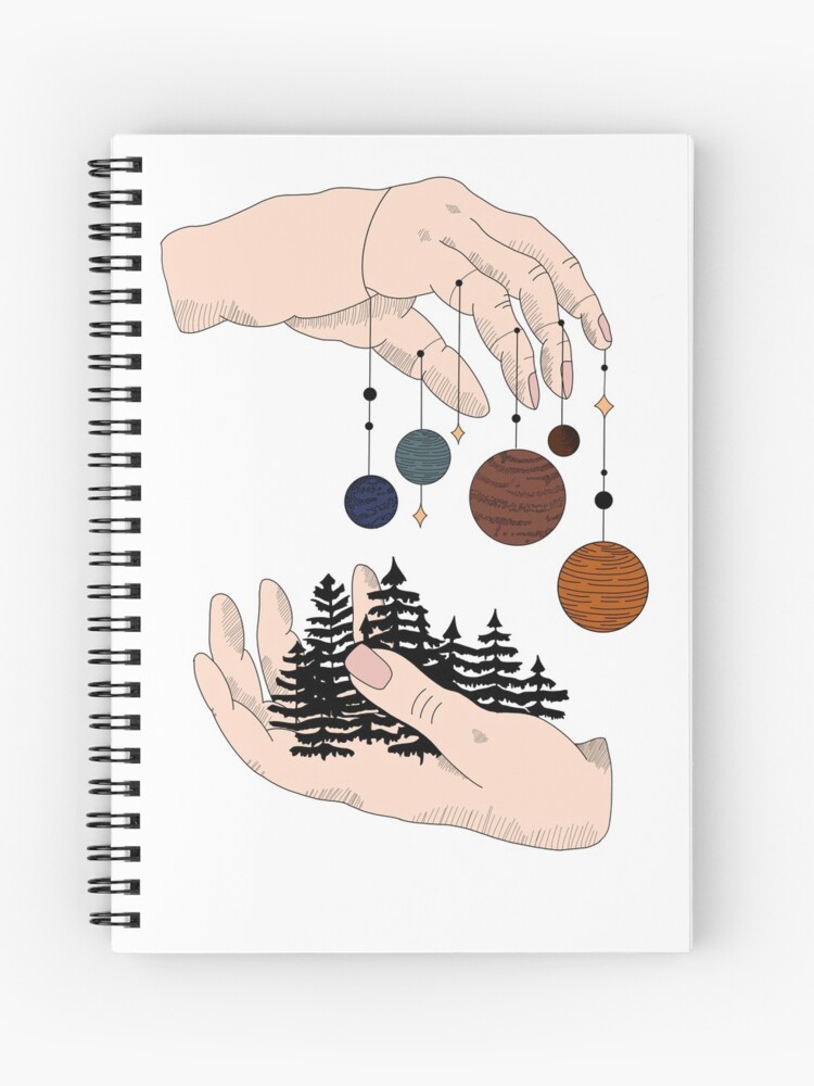 Cuaderno de espiral «planetas colgando del color de las manos» de Susanadrg  | Redbubble