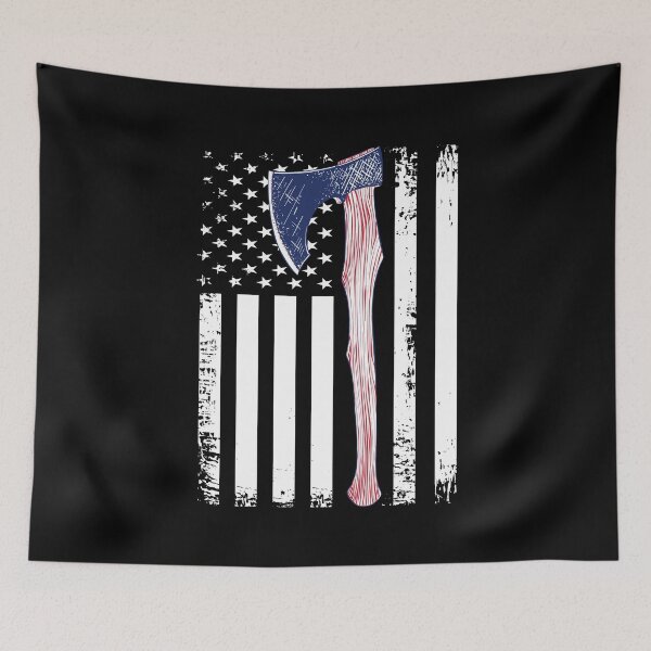 Item preview, Axe Throwing Vintage American Flag designed and sold by funnierthanthou.